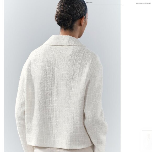 NWT ZARA Mettallic Boxy Textured Oversized Blazer White Bloggers Face - Picture 4 of 11